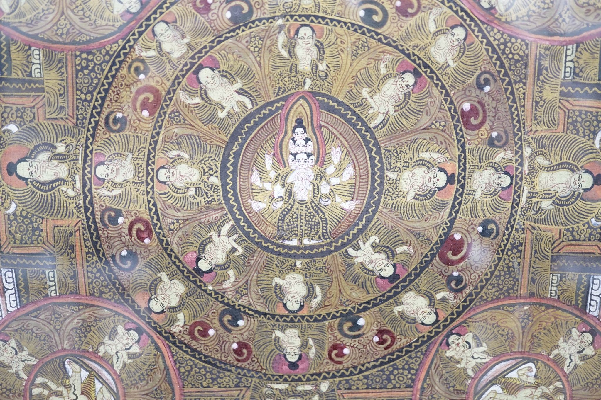 A painted thangka., 35 cms wide x 46 cms high.
